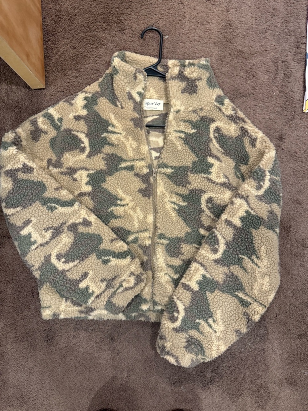Faux-Sherpa Camo Zip Bomber Jacket - Neutral Camo